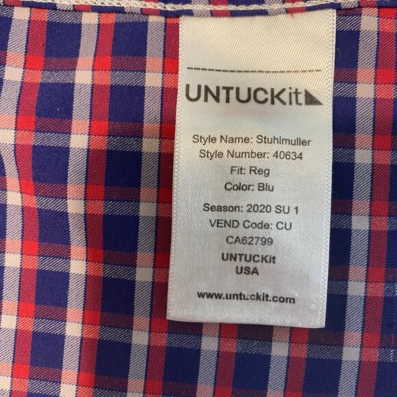 UNTUCKit Men’s Performance Button-down shirt, Blue Red White Check Plaid, 2XL - Picture 7 of 16